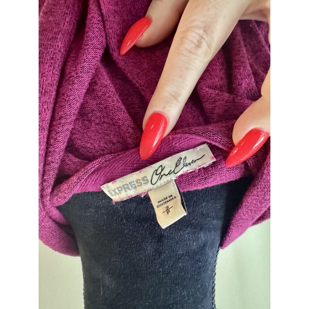 Express One Eleven Purple Lightweight Knit Hoodie Size Small - Picture 4 of 7